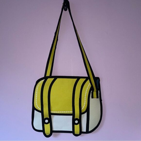 Handbags - 2D Cartoon Style Shoulder Messenger Bag Yellow